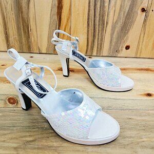 Wee Collection Sequined White Pastel Heels